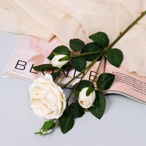 Цветы искусственные "Роза изыск" 10х64 см, белый