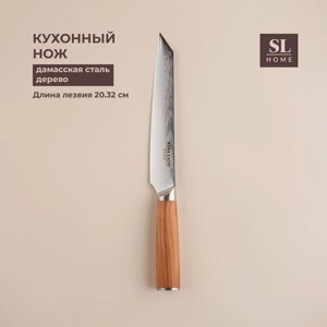 Нож кухонный SL Home "Оливия", разделочный, лезвие 20,32 см, дамасская сталь, цвет коричневый