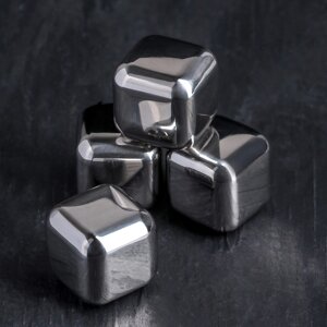 Набор камней для виски "Куб", 4 шт, 2,52,5 см, нержавеющая сталь