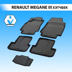 Коврики салона Rival для Renault Megane III хэтчбек 2008-2015, полиуретан, с крепежом, с перемычкой, 5 шт., 14705001