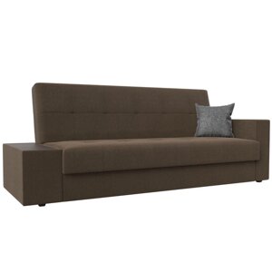 Прямой диван "Лига 020", механизм книжка, стол слева, рогожка, цвет коричневый / серый