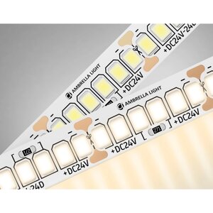 Светодиодная лента Ambrella GS3501, 5 м, IP20, 2835, 240 LED/м, 22 Вт/м, 24V, свечение тёплое белое