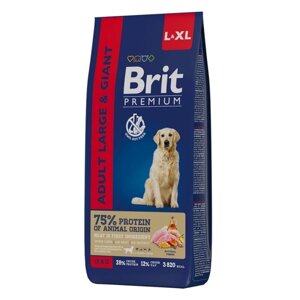 Сухой корм Brit Premium Dog Adult Large&Giant для крупных и гигантских собак, курица,15 кг