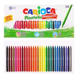 Мелки пластиковые 30 цветов, Carioca "Plastello", яркие цвета, экономичный расход, не пачкаются, круглые, в