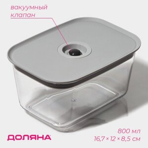 Ланч-бокс с вакуумным клапаном Доляна, 800 мл, 16,7128,5 см, цвет серый
