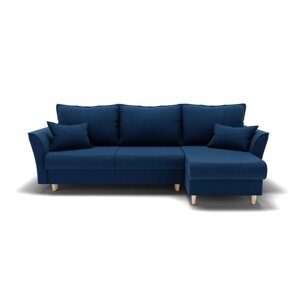 Угловой диван "Барселона 3", механизм пантограф, угол правый, велюр, цвет гелекси лайт 014