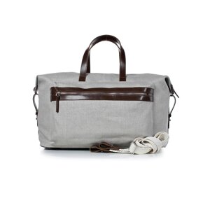 23422 сумка дорожная, 48,5х35х21 см, текстиль+натур кожа, молочный/коричневый