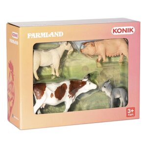 Набор животных фермы KONIK: козел, овца, осел, корова