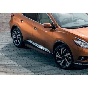 Пороги на автомобиль "Black" Rival для Nissan Murano Z52 2016-н. в., 180 см, 2 шт., алюминий, F180ALB. 4108.3