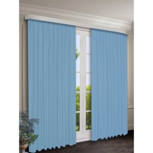 Комплект штор, размер 150x260 см, 2 шт, цвет голубой
