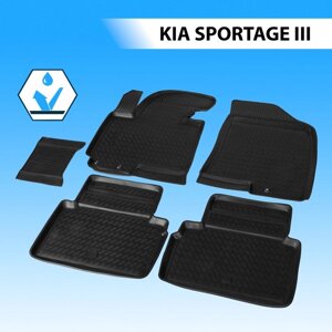 Коврики салона Rival для Kia Sportage III 5-дв. 2010-2016, полиуретан, без крепежа, с перемычкой, 5 шт., 12805001