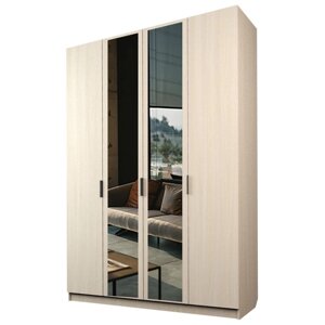Шкаф 4-х дверный "Экон", 16005202300 мм, 2 зеркала, цвет дуб молочный