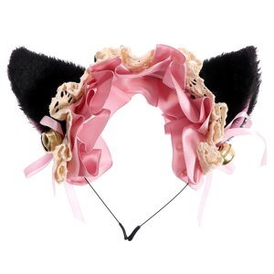 Карнавальный ободок "Аниме ушки"с розовой повязкой