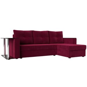 Угловой диван "Атланта лайт", правый угол, механизм еврокнижка, микровельвет, бордовый