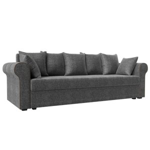 Прямой диван "Рейн", механизм еврокнижка, рогожка, цвет серый / кант коричневый