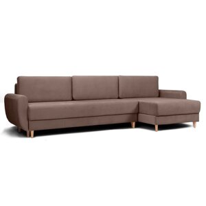 Угловой диван "Неаполь", механизм еврокнижка, велюр, цвет коричневый