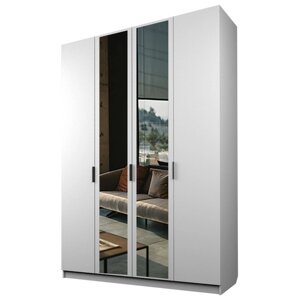 Шкаф 4-х дверный "Экон", 16005202300 мм, 2 зеркала, цвет белый