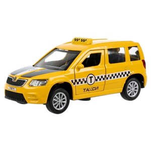 Машина металлическая Skoda Yeti такси", 12 см, световые и звуковые эффекты, открываются двери и багажник, инерция