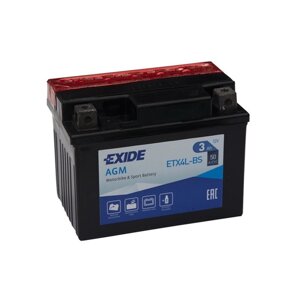 Аккумуляторная батарея Exide 3 Ач ETX4L-BS, обратная полярность