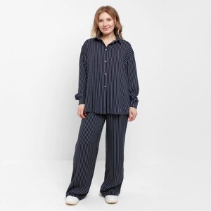 Костюм женский (рубашка, брюки) MINAKU: Enjoy цвет синий, размер 54