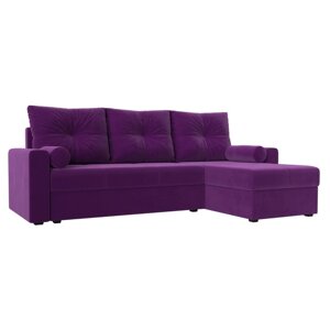 Угловой диван "Верона Лайт", еврокнижка, правый угол, микровельвет, цвет фиолетовый