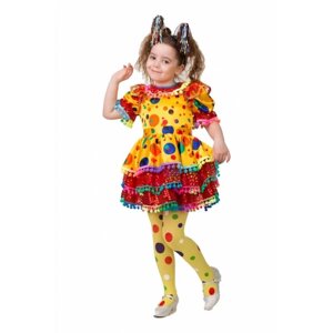 Карнавальный костюм "Хлопушка", сатин, платье, ободок, р. 34, рост 134 см