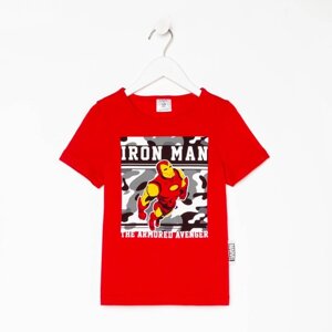 Футболка детская "Iron man" Мстители, рост 98-104, красный