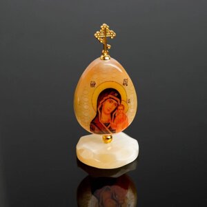 Яйцо "Богоматерь Казанская", на подставке, 511 см, селенит