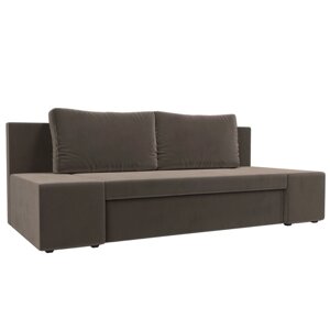 Прямой диван "Сан Ремо", еврокнижка, велюр, цвет коричневый