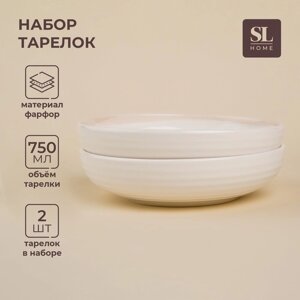 Набор тарелок фарфоровых глубоких SL Home "Гато", 750 мл, d=18,5 см, цвет белый