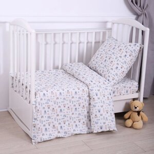 КПБ BABY Мишки полосатые бз 112х147см, 110х150см, 60х60см, бязь 120г/м, хл100%