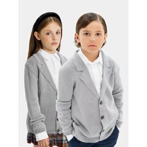 Пиджак вязаный для девочки, рост 140-146 см, цвет серый
