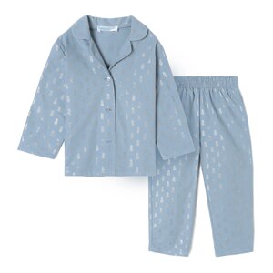 Пижама детская из фланели (рубашка, брюки) KAFTAN "Ананасы", размер 110-116, голубой