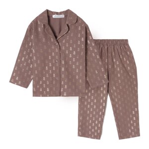 Пижама детская из фланели (рубашка, брюки) KAFTAN "Ананасы", размер 110-116, кофейный