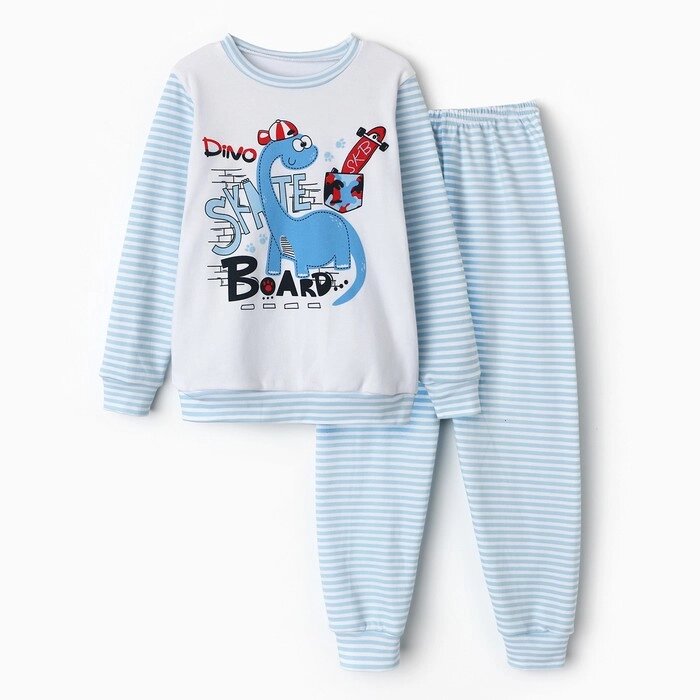 Пижама для мальчика (свитшот, брюки), цвет голубой/динозавр, рост 116 см от компании Интернет-гипермаркет «MALL24» - фото 1