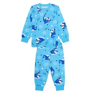 Пижама для мальчиков, цвет синий/акулы, рост 116 см