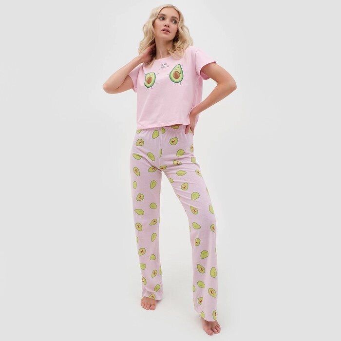 Пижама женская (футболка и брюки) KAFTAN Avocado р. 52-54, розовый от компании Интернет-гипермаркет «MALL24» - фото 1
