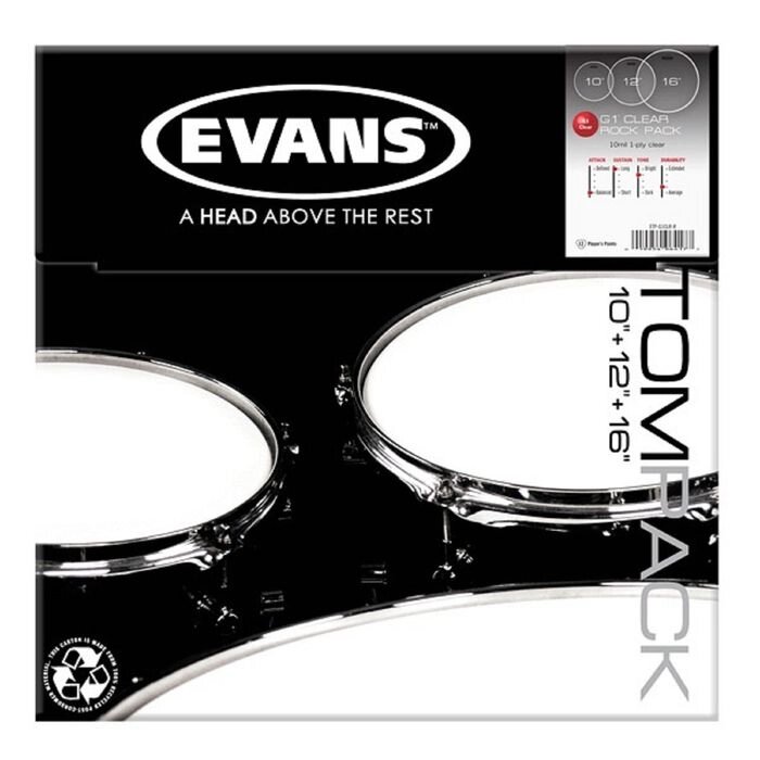 Пластик для том барабана Evans ETP-G1CLR-R G1 Clear Rock  (10", 12", 16") от компании Интернет-гипермаркет «MALL24» - фото 1