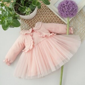 Платье детское, рост 62-68 см, цвет светло-розовый