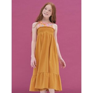 Платье для девочек, рост 116 см, цвет янтарный