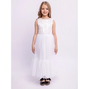 Платье для девочки "Алиса", рост 110 см, цвет белый