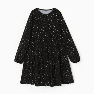 Платье для девочки, цвет чёрный/горошек, рост 122 см