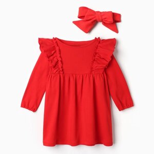 Платье и повязка Крошка Я, рост 68-74 см, красный