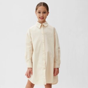 Платье-рубашка для девочки MINAKU, цвет бежевый, рост 146 см