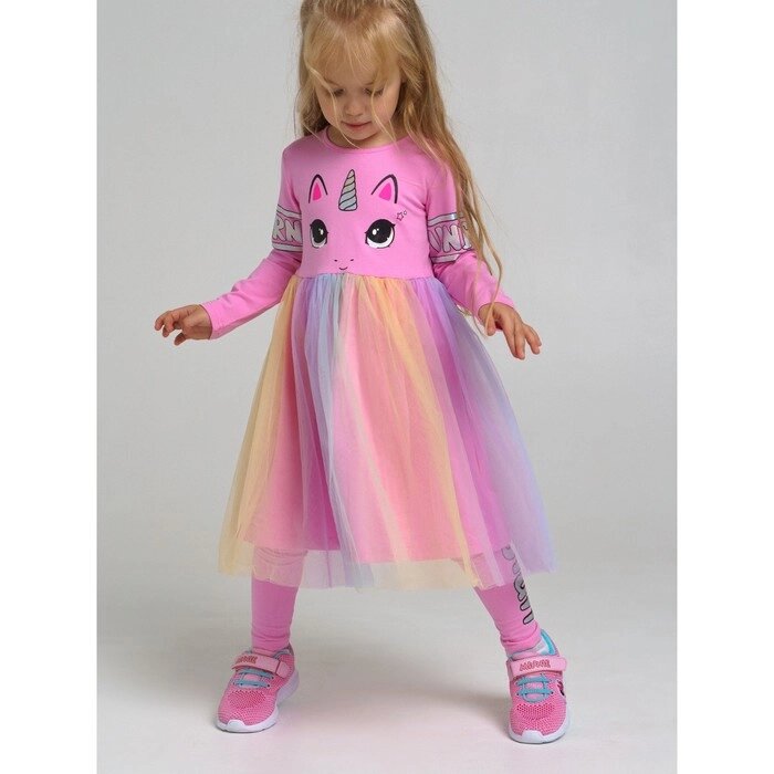 Платье трикотажное с длинным рукавом для девочки, рост 104 см от компании Интернет-гипермаркет «MALL24» - фото 1