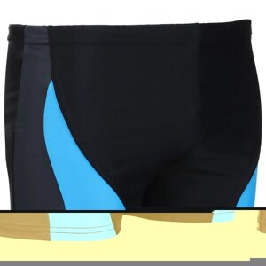 Плавки для плавания 003, размер 36, цвет чёрный/серый/голубой
