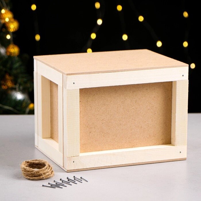 Подарочная коробка "Бандероль" деревянная с гвоздями и веревкой 201615 см от компании Интернет-гипермаркет «MALL24» - фото 1