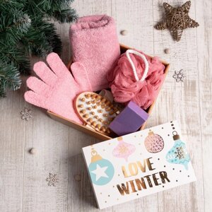 Подарочный набор "Love winter" полотенце 30х60 см и банные акс.(3 предм)