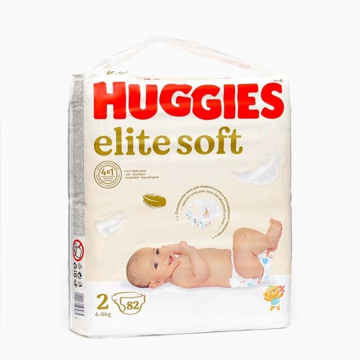 Подгузники "Huggies" Elite Soft 2, 4-6кг, 82 шт от компании Интернет-гипермаркет «MALL24» - фото 1