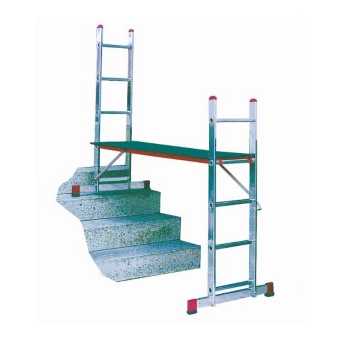 Подмости лестничные KRAUSE CORDA, рабочая высота 2.65-3.20 м, с роликами, 2х5 ступеней от компании Интернет-гипермаркет «MALL24» - фото 1